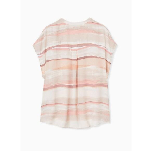 TORRID ARTIST STRIPE GEORGETTE DLOMAN ZIPPER FRONT BLOUSE SIZE 0 L/12 - Picture 2 of 5